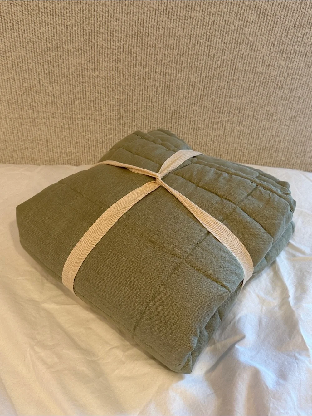 Quince European Linen Box Quilted Sham Set Standard Willowleaf